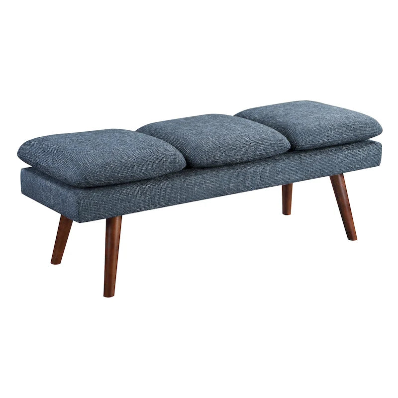 Banc d'appoint rembourré de style Mid-Century Modern avec coussin capitonné et pieds fuselés