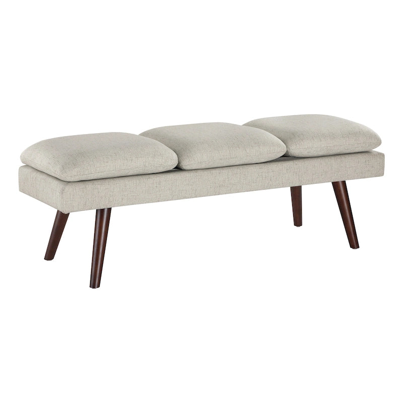 Banc d'appoint rembourré de style Mid-Century Modern avec coussin capitonné et pieds fuselés