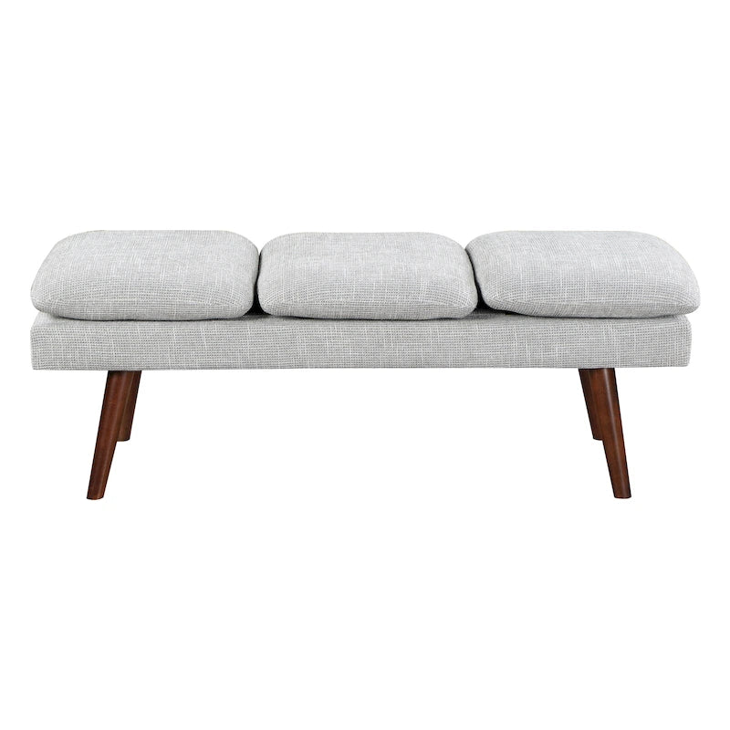 Banc d'appoint rembourré de style Mid-Century Modern avec coussin capitonné et pieds fuselés