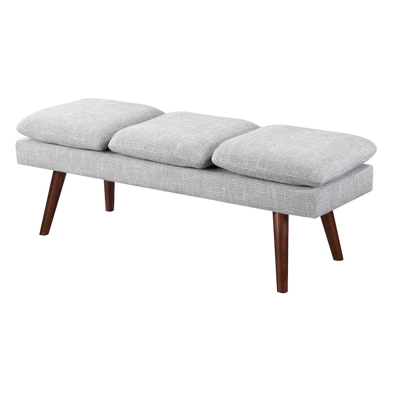 Banc d'appoint rembourré de style Mid-Century Modern avec coussin capitonné et pieds fuselés