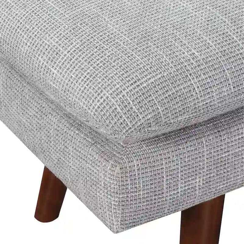 Banc d'appoint rembourré de style Mid-Century Modern avec coussin capitonné et pieds fuselés