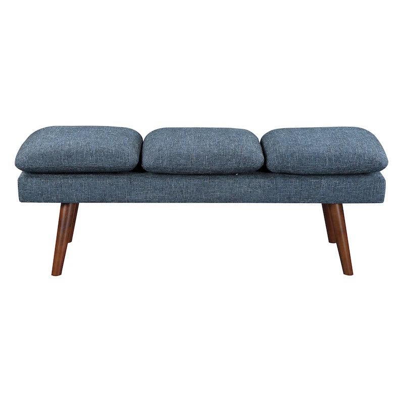Banc d'appoint rembourré de style Mid-Century Modern avec coussin capitonné et pieds fuselés