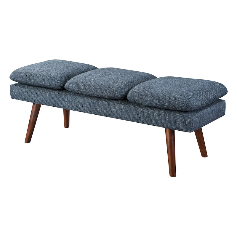 Banc d'appoint rembourré de style Mid-Century Modern avec coussin capitonné et pieds fuselés