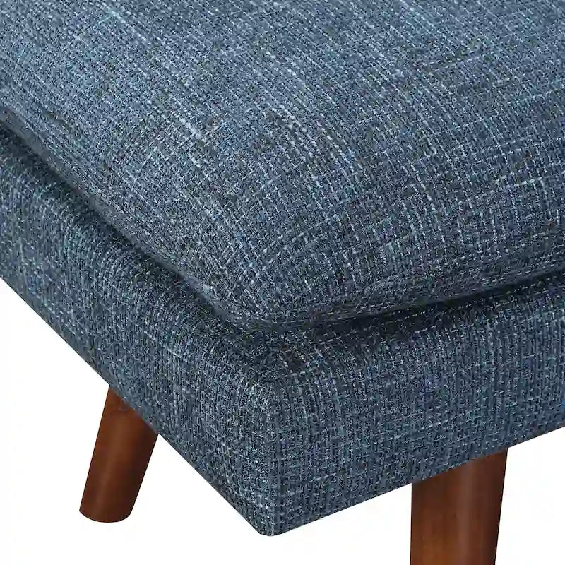 Banc d'appoint rembourré de style Mid-Century Modern avec coussin capitonné et pieds fuselés
