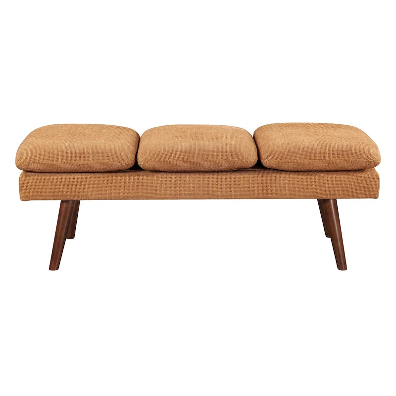 Banc d'appoint rembourré de style Mid-Century Modern avec coussin capitonné et pieds fuselés