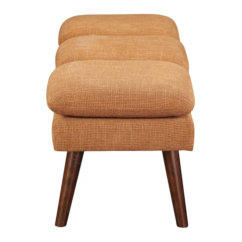 Banc d'appoint rembourré de style Mid-Century Modern avec coussin capitonné et pieds fuselés