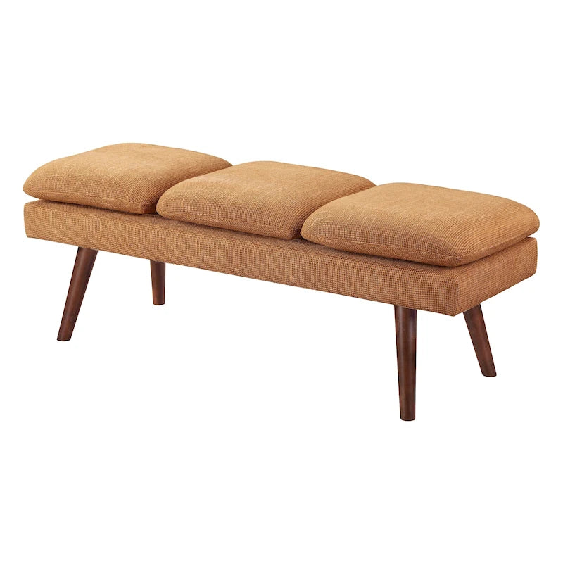 Banc d'appoint rembourré de style Mid-Century Modern avec coussin capitonné et pieds fuselés