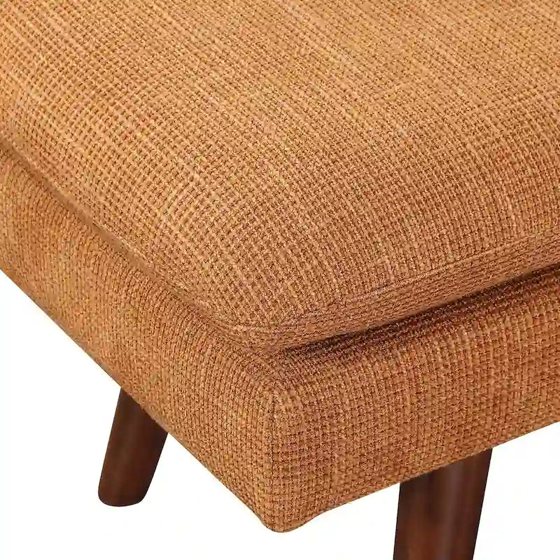 Banc d'appoint rembourré de style Mid-Century Modern avec coussin capitonné et pieds fuselés