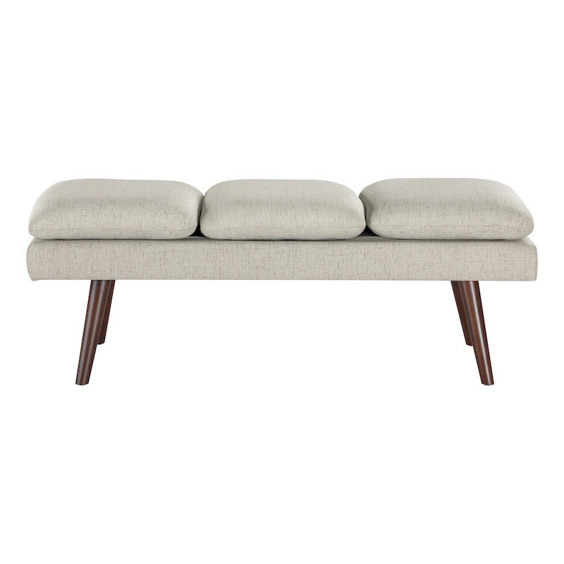 Banc d'appoint rembourré de style Mid-Century Modern avec coussin capitonné et pieds fuselés