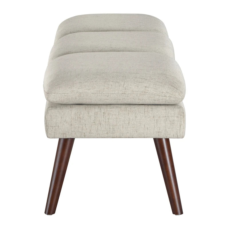 Banc d'appoint rembourré de style Mid-Century Modern avec coussin capitonné et pieds fuselés