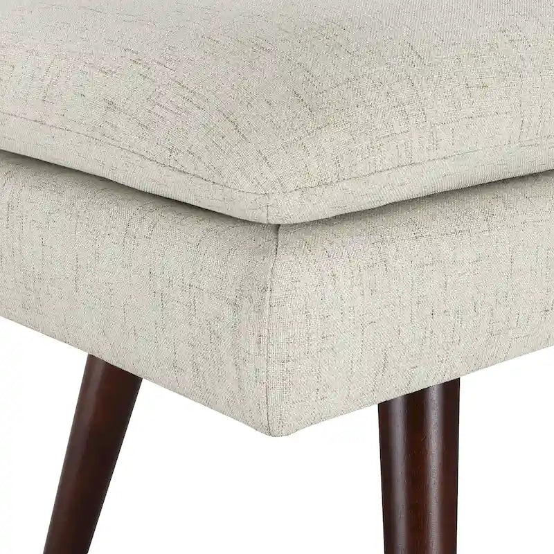 Banc d'appoint rembourré de style Mid-Century Modern avec coussin capitonné et pieds fuselés