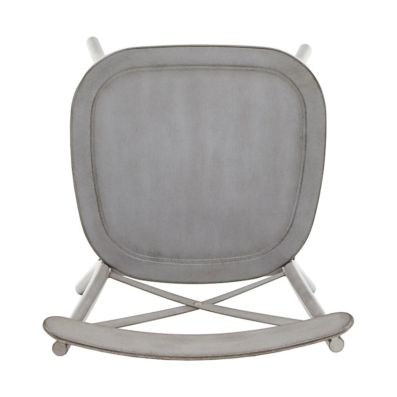 Chaise de salle à manger en métal à dossier en X, fini rustique imitation bois, style antique