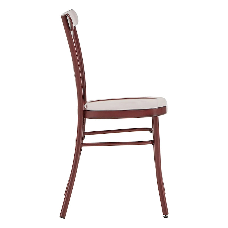 Chaise de salle à manger en métal à dossier en X, fini rustique imitation bois, style antique