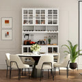 Armoire de rangement de garde-manger avec portes en verre, buffet latéral, finition laque blanche