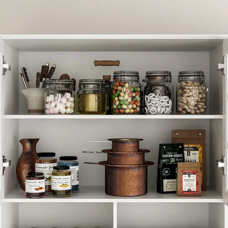 Armoire de rangement de garde-manger avec portes en verre, buffet latéral, finition laque blanche