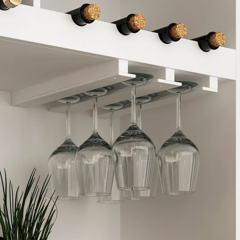 Armoire de rangement de garde-manger avec portes en verre, buffet latéral, finition laque blanche