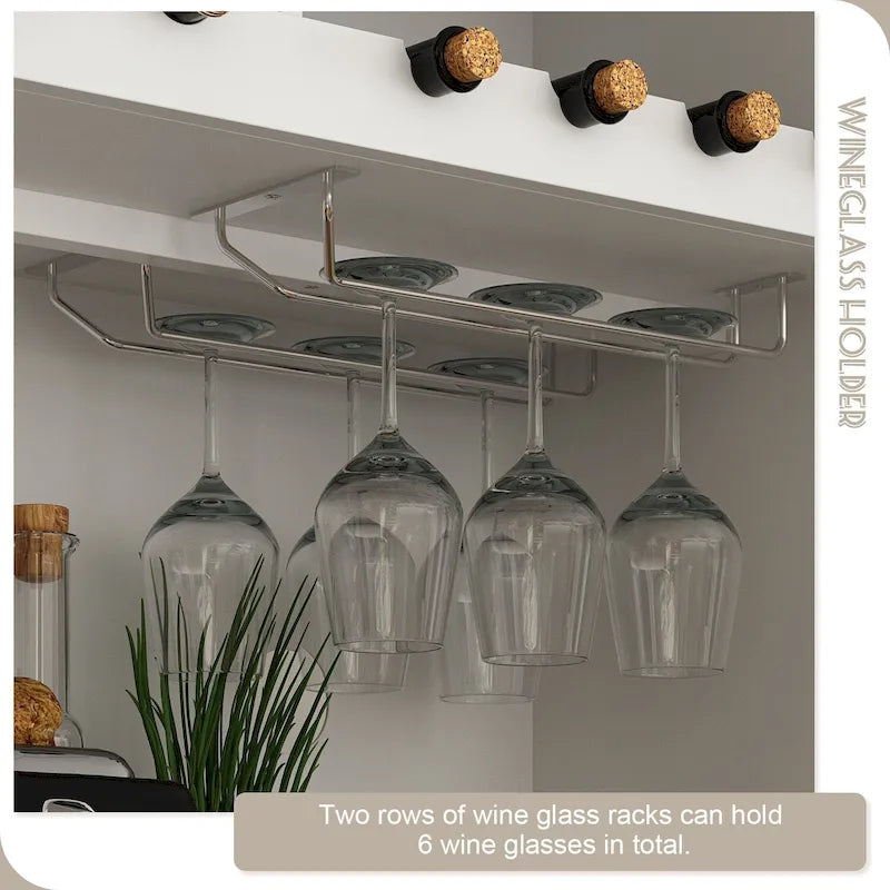 Armoire de rangement de garde-manger avec portes en verre, buffet latéral, finition laque blanche
