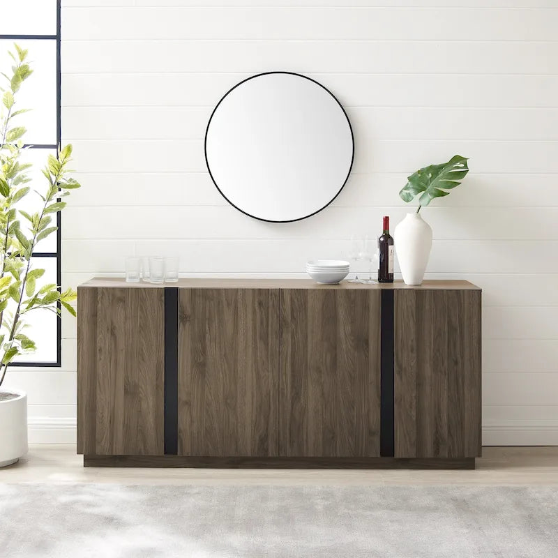 Buffet bahut minimaliste à 4 portes et étagères réglables de 178 cm