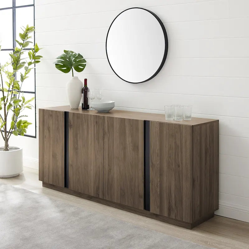 Buffet bahut minimaliste à 4 portes et étagères réglables de 178 cm