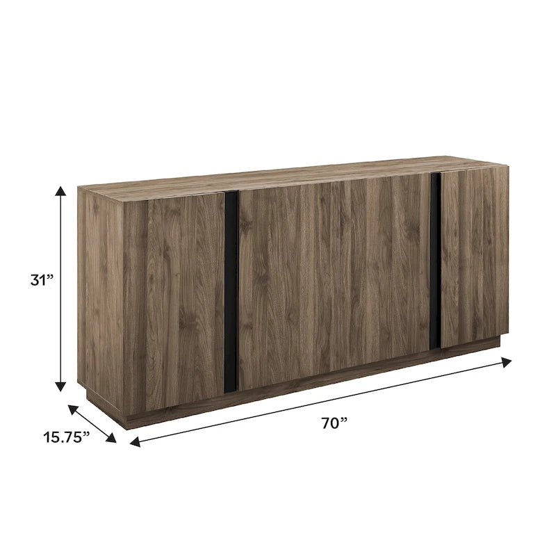 Buffet bahut minimaliste à 4 portes et étagères réglables de 178 cm