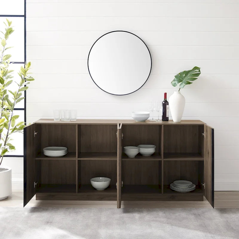Buffet bahut minimaliste à 4 portes et étagères réglables de 178 cm