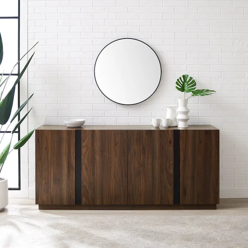 Buffet bahut minimaliste à 4 portes et étagères réglables de 178 cm