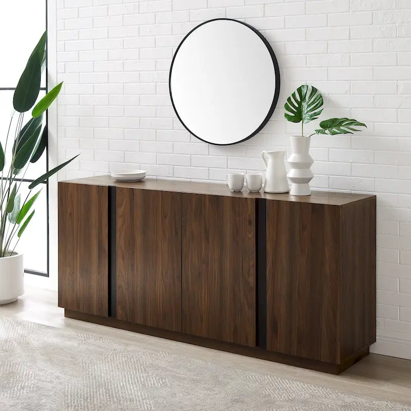 Buffet bahut minimaliste à 4 portes et étagères réglables de 178 cm