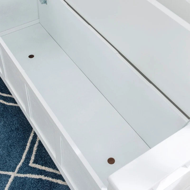 Banc de rangement d'entrée en bois marron noyer avec dossier à lattes et plateau relevable