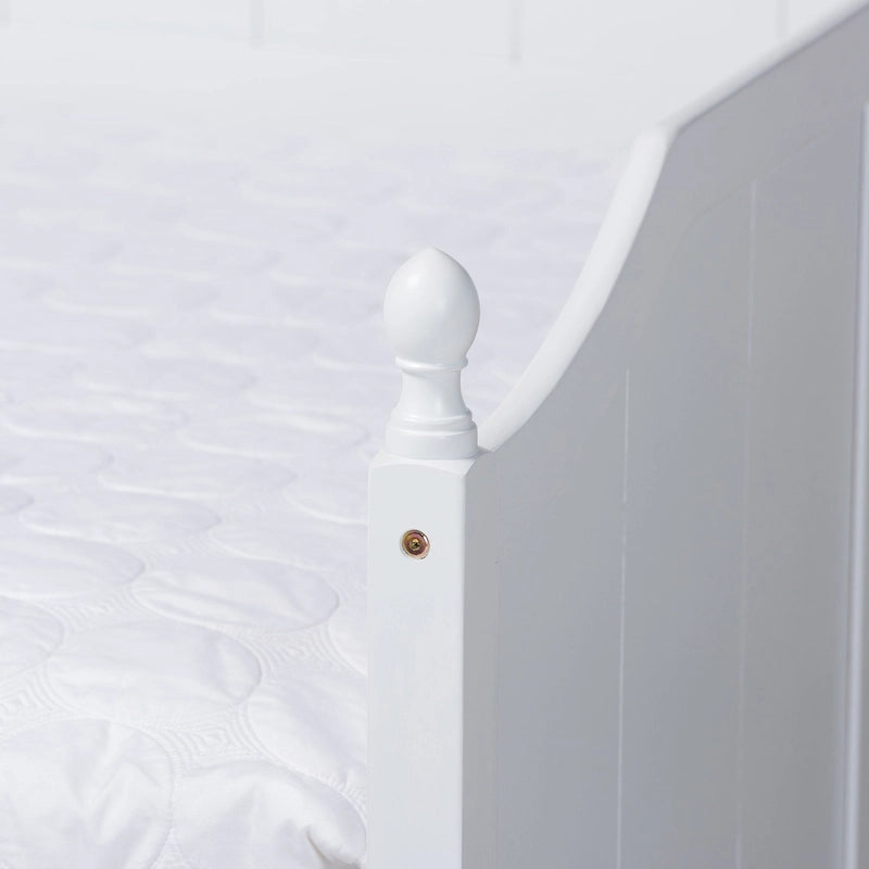 Lit de Repos Double Cottage Farmhouse en Bois avec Pommeaux Décoratifs, Gris et Blanc