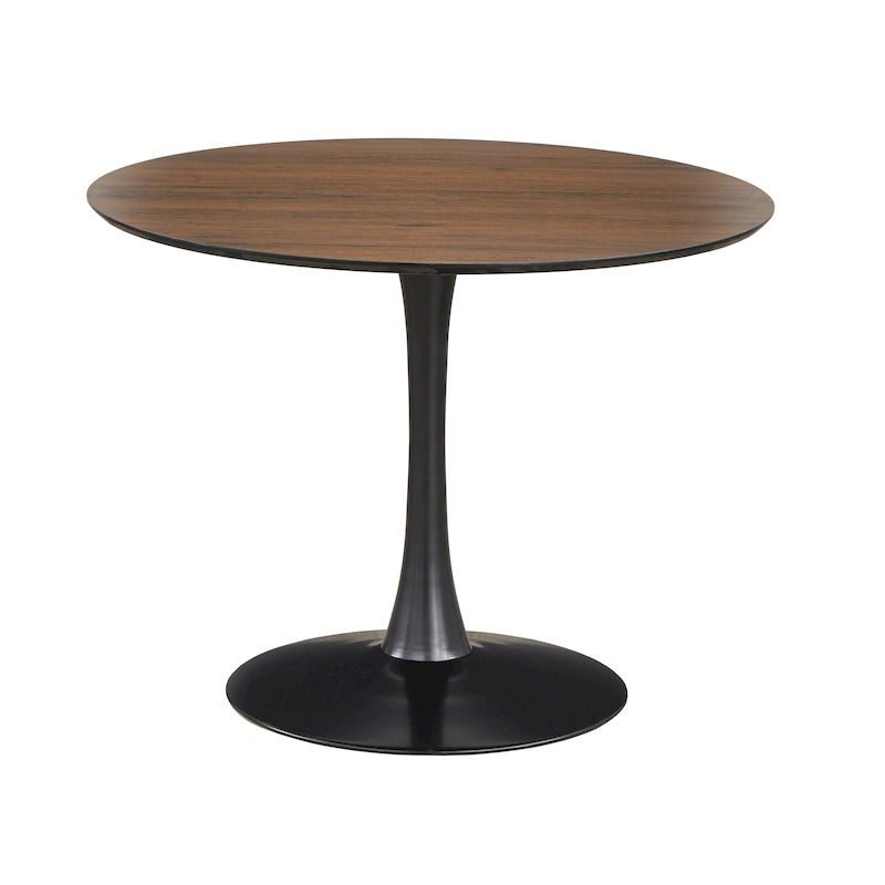 Table à manger ronde Mid-Century Noyer Marbre Noir Or Moderne