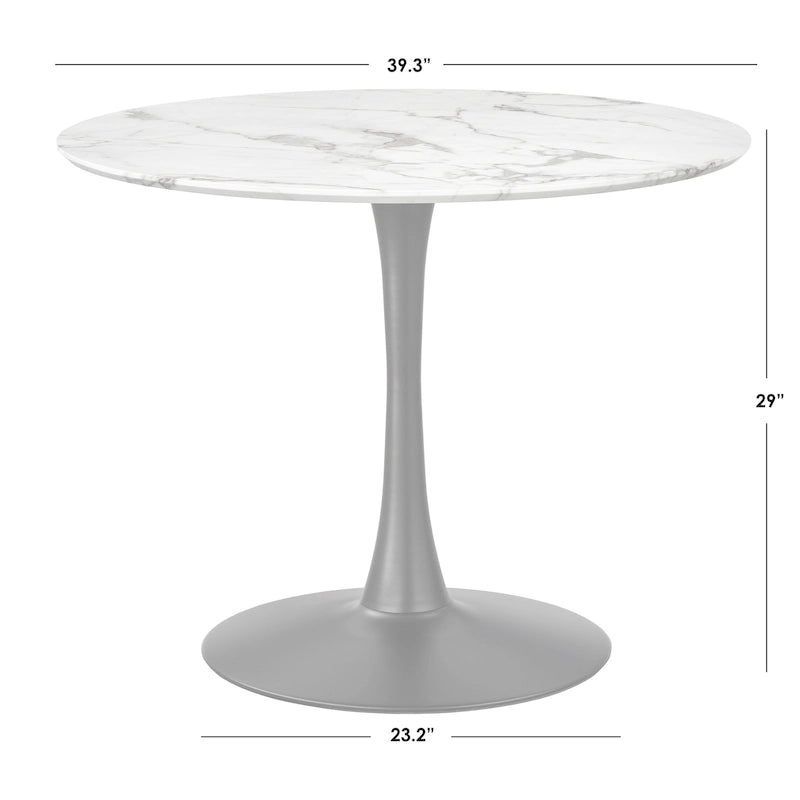 Table à manger ronde Mid-Century Noyer Marbre Noir Or Moderne