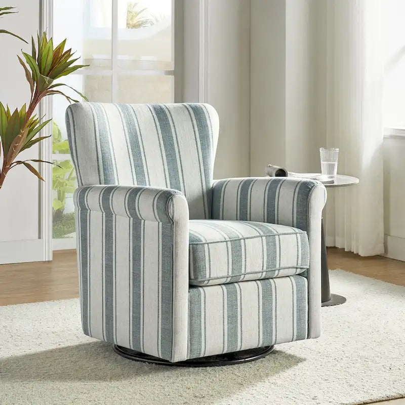 Fauteuil d'appoint à bascule pivotant en tissu fleuri avec accoudoirs arrondis et dossier incurvé