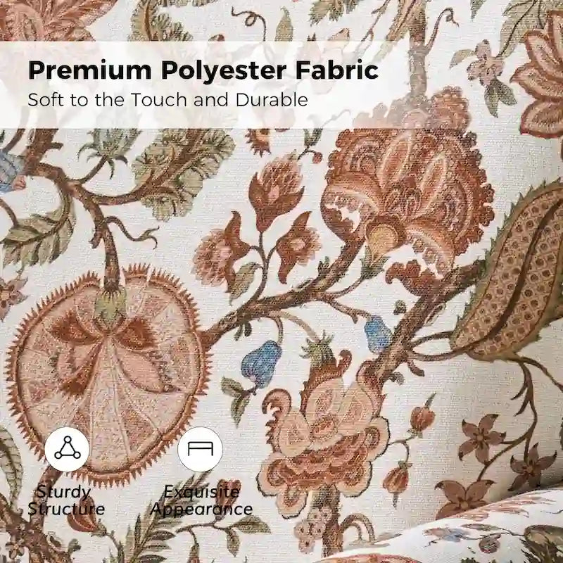 Fauteuil d'appoint à bascule pivotant en tissu fleuri avec accoudoirs arrondis et dossier incurvé