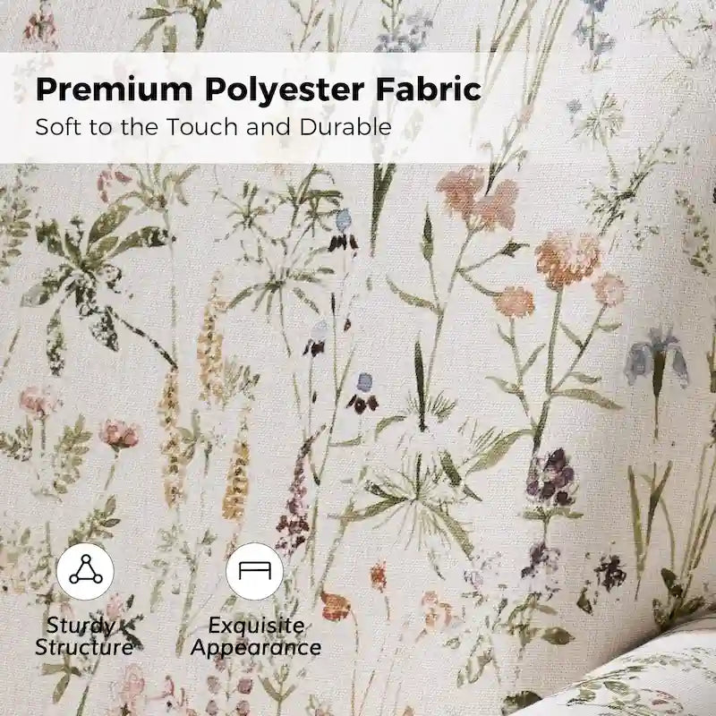 Fauteuil d'appoint à bascule pivotant en tissu fleuri avec accoudoirs arrondis et dossier incurvé