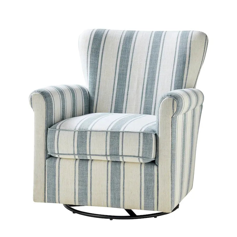 Fauteuil d'appoint à bascule pivotant en tissu fleuri avec accoudoirs arrondis et dossier incurvé