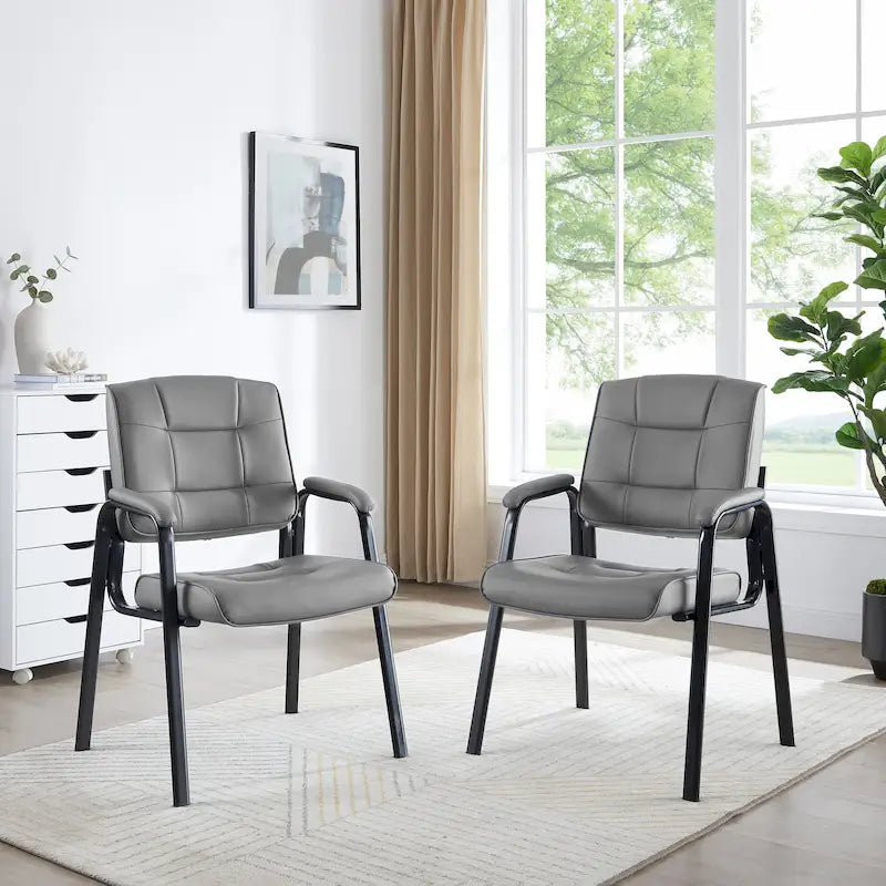 Chaise de bureau en similicuir rembourrée avec accoudoirs et structure métallique