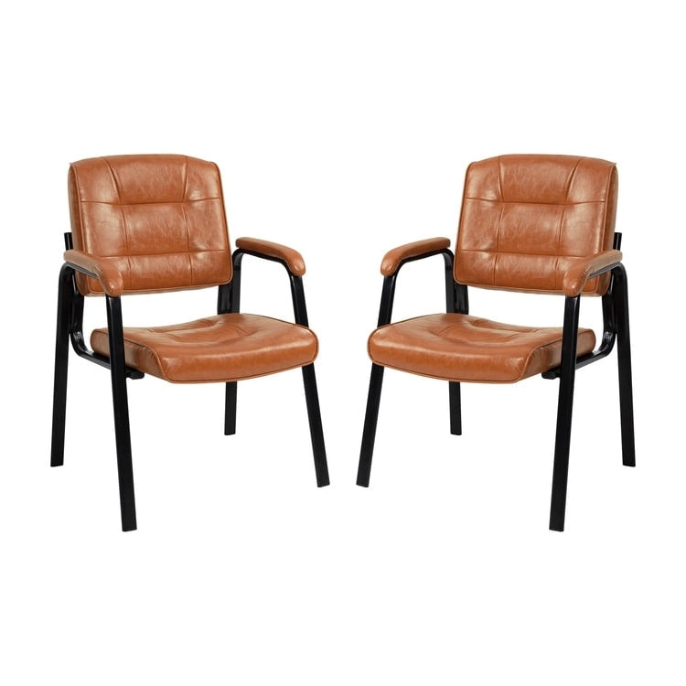 Chaise de bureau en similicuir rembourrée avec accoudoirs et structure métallique
