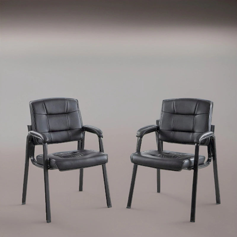 Chaise de bureau en similicuir rembourrée avec accoudoirs et structure métallique