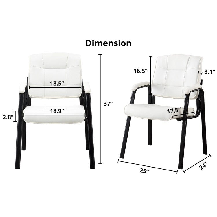 Chaise de bureau en similicuir rembourrée avec accoudoirs et structure métallique
