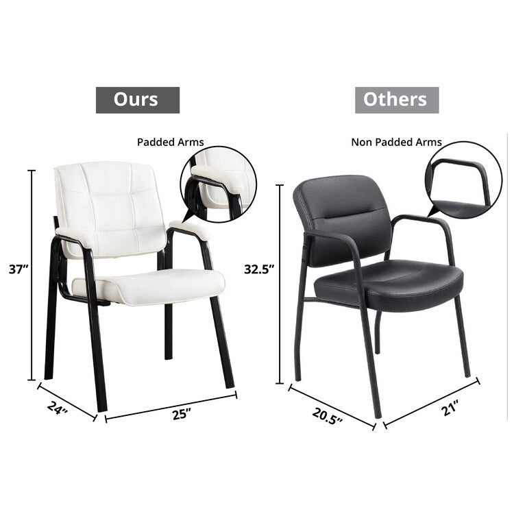 Chaise de bureau en similicuir rembourrée avec accoudoirs et structure métallique