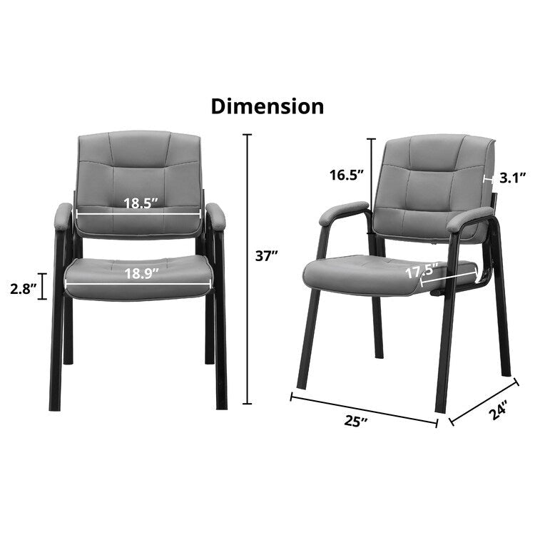 Chaise de bureau en similicuir rembourrée avec accoudoirs et structure métallique