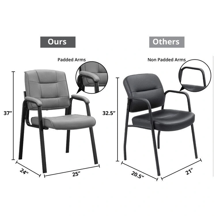 Chaise de bureau en similicuir rembourrée avec accoudoirs et structure métallique
