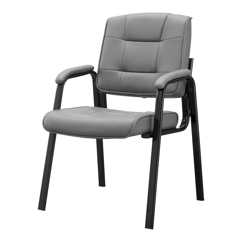 Chaise de bureau en similicuir rembourrée avec accoudoirs et structure métallique