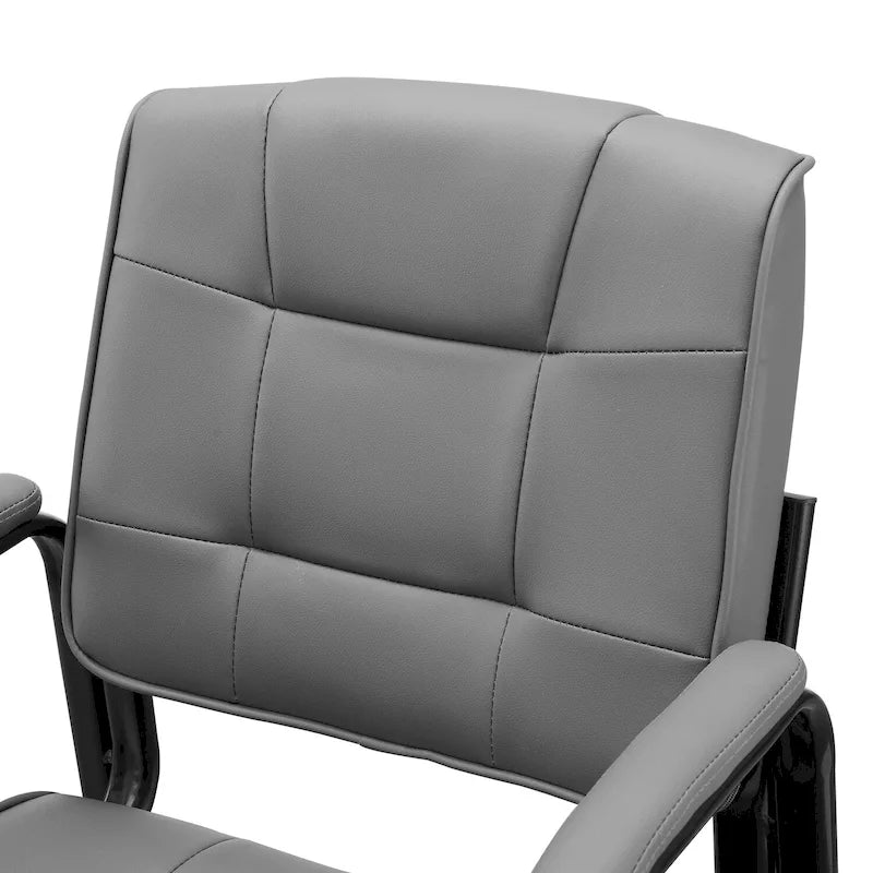 Chaise de bureau en similicuir rembourrée avec accoudoirs et structure métallique