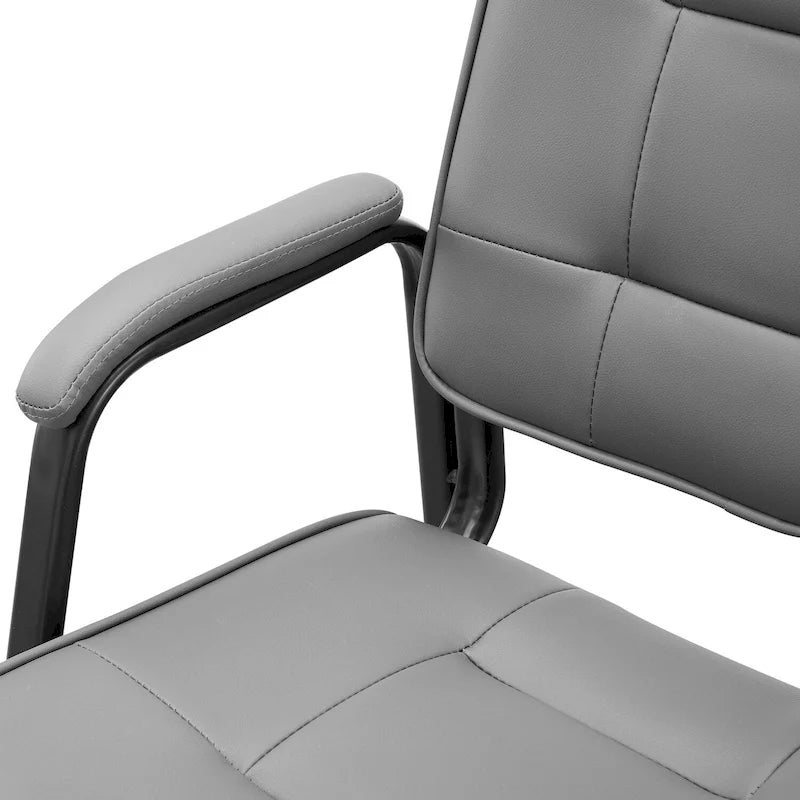 Chaise de bureau en similicuir rembourrée avec accoudoirs et structure métallique