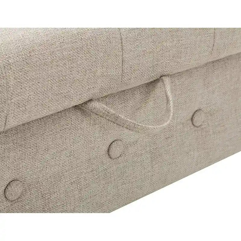 Banc de rangement capitonné avec accoudoirs, pouf rembourré, siège d'entrée en lin