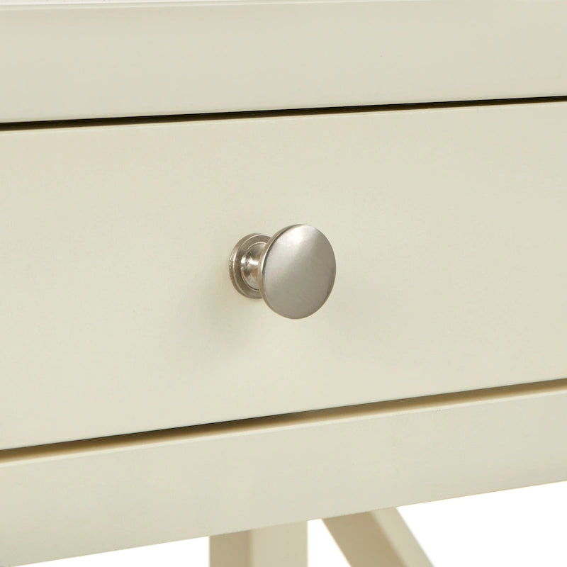 Bureau de ferme en bois à cadre en X avec tiroir et étagère inférieure, blanc antique