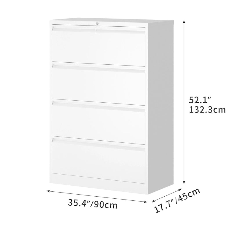 Armoire de classement latérale large en acier avec verrouillage, noire et blanche, pour bureau