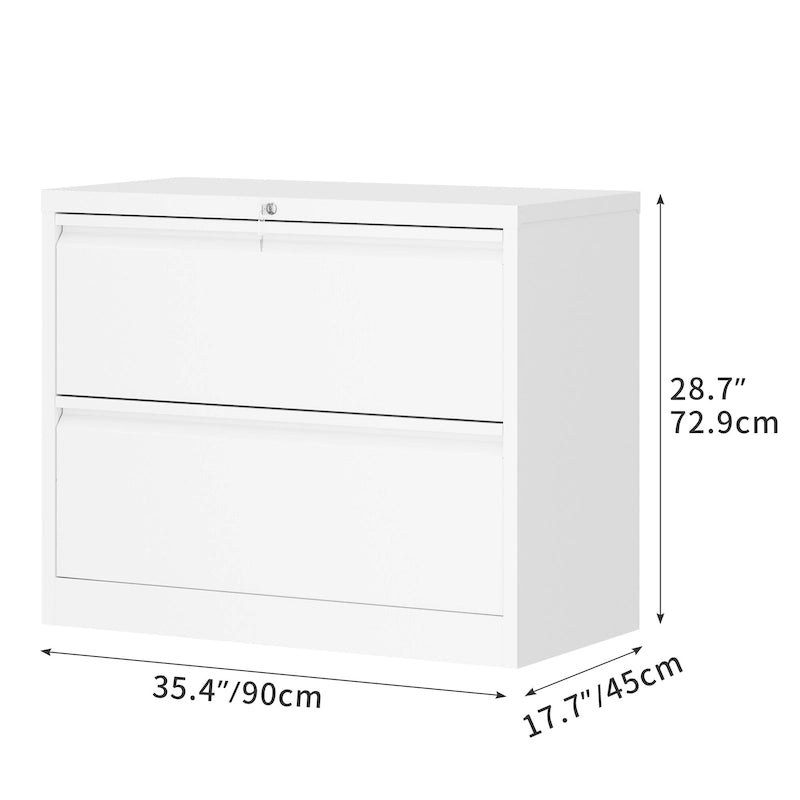 Armoire de classement latérale large en acier avec verrouillage, noire et blanche, pour bureau