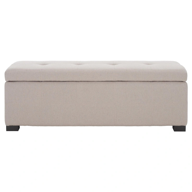 Grand banc de rangement en similicuir touffeté marron avec compartiment caché